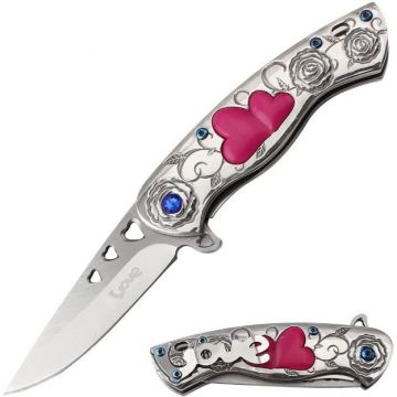 Snake Eye Tactical 7" Cupid Heart Ladies Pocket Knife SE-5216SL